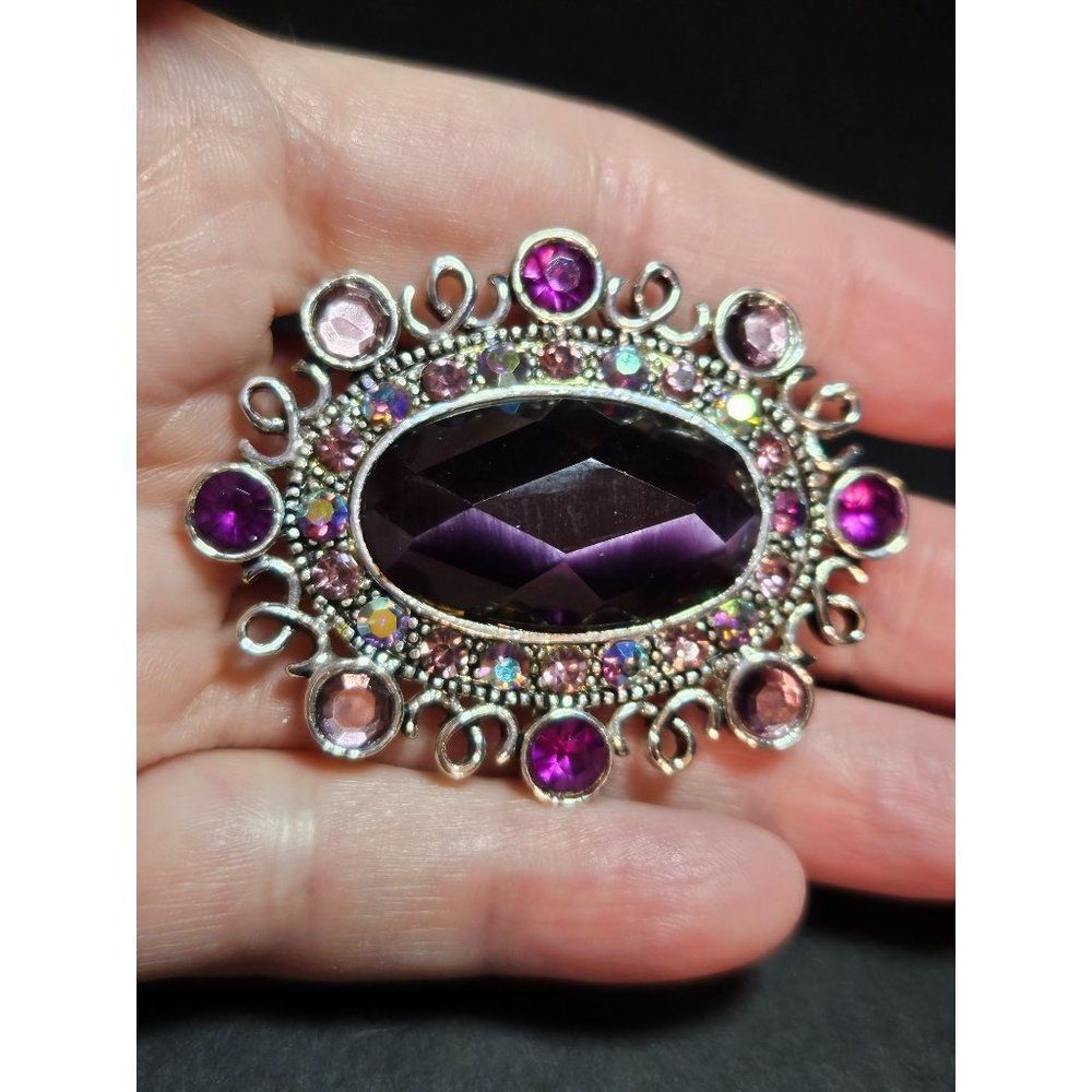 Monet vintage purple rhinestone brooch